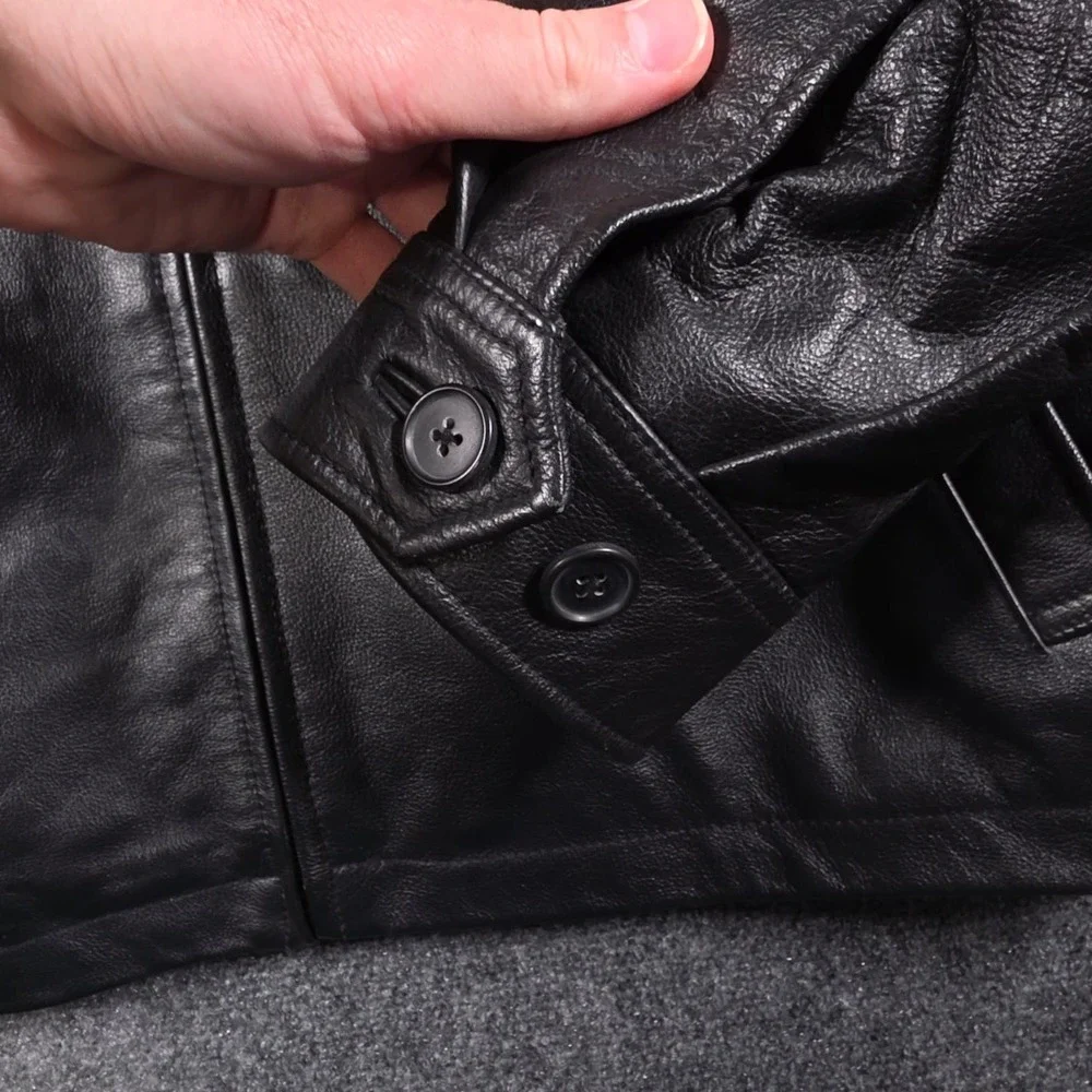 Vintage Gap Leather Harrington Bomber Jacket Mens Large Black Quilted Full Zip